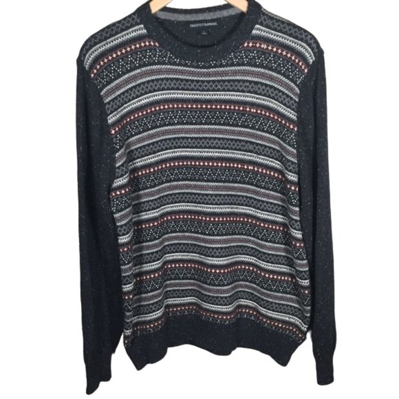 Tricots St Raphael Grandpa Core Sweater Fairisle Crewneck Cozy Warm Sz. L - Picture 1 of 8
